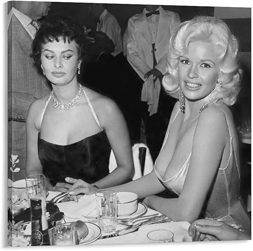 THAELY Sophia Loren - Póster artístico de Sophia Loren Jayne Mansfield para decoración de pared interior, lienzo para dormitorio, sala de estar, 12