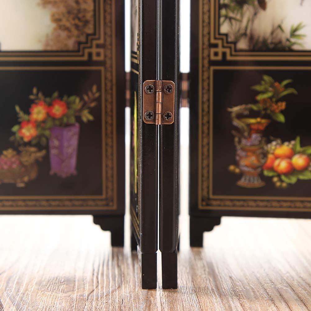 Paravent Pliable à 6 Panneaux En Bois Style Chinois - Séparateur De Pièce Décoratif, Dimensions Déplié 48x24 Cm - 11