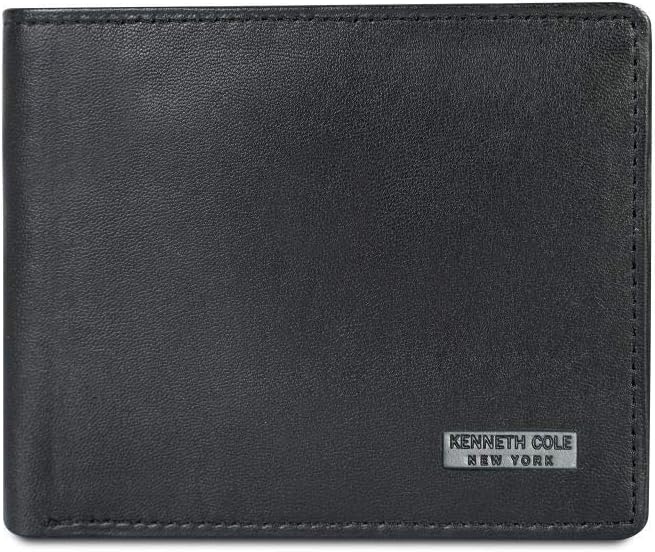 Kenneth Cole Mens Wallet - Pure Italian Leather with RFID Protected Slim Bifold and 6 Card Slot, Black