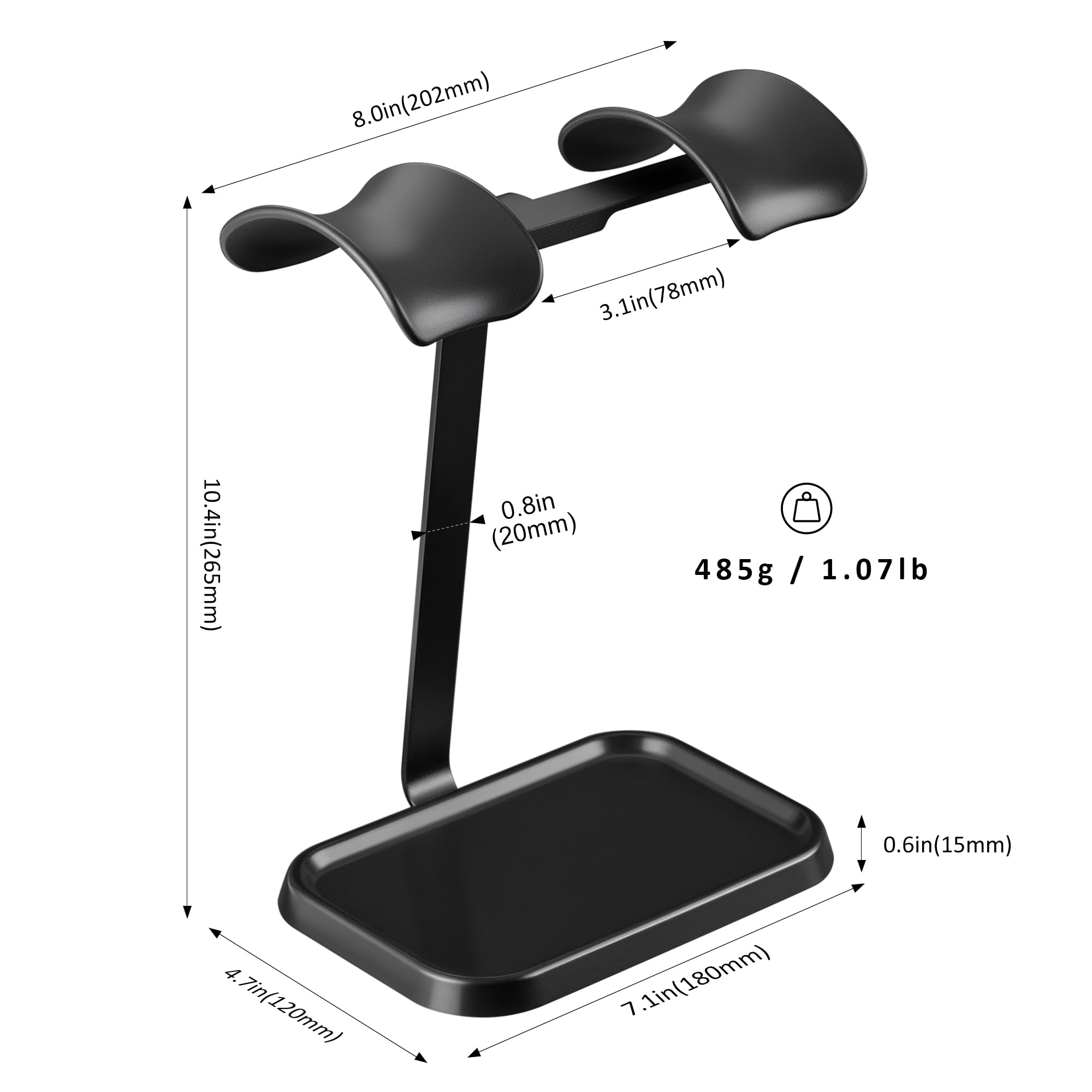 Double Support pour Casque, Support de Casque Double équilibré pour Bureau (Noir)