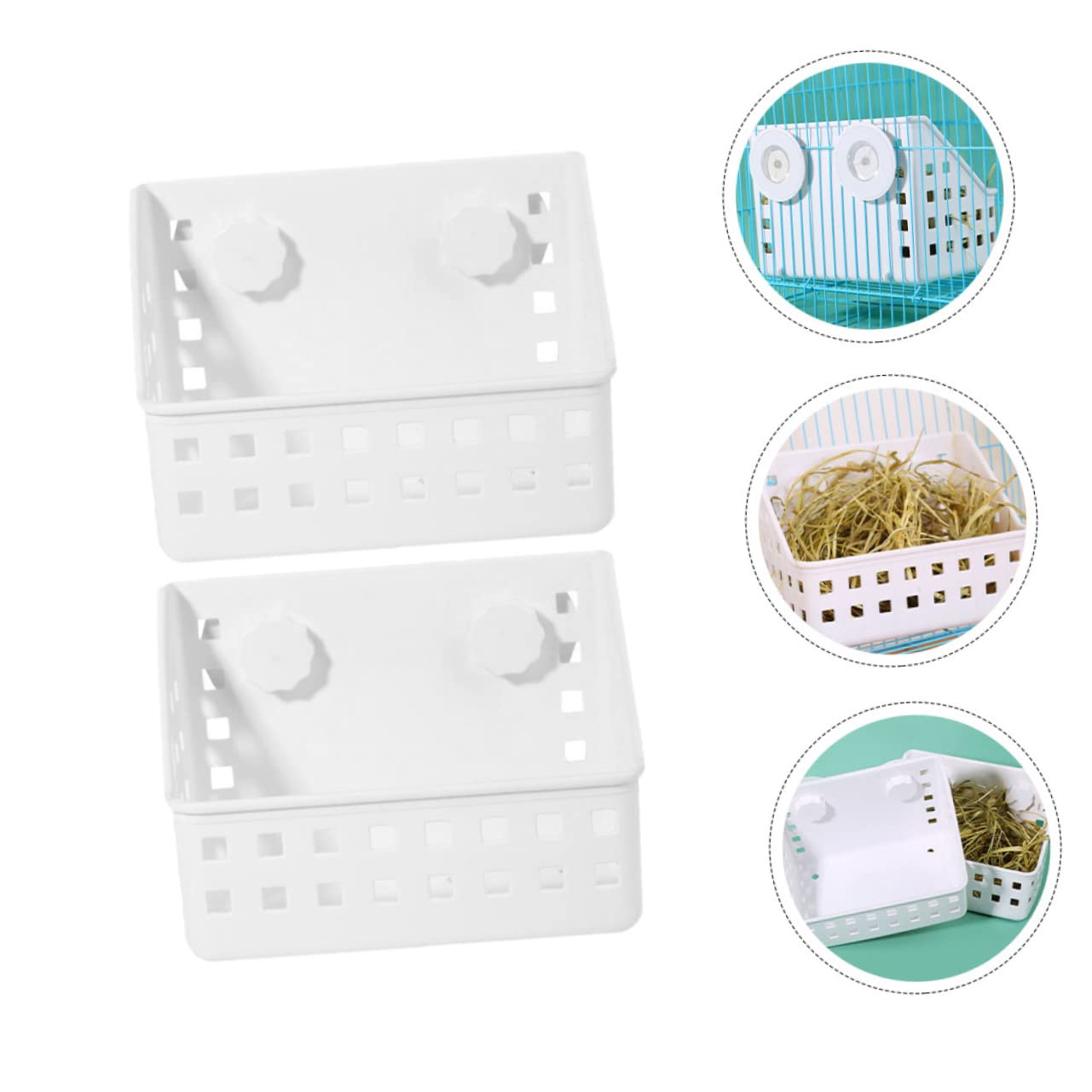 Râtelier à Foin pour Lapins, Lot de 2, Plastique Blanc
