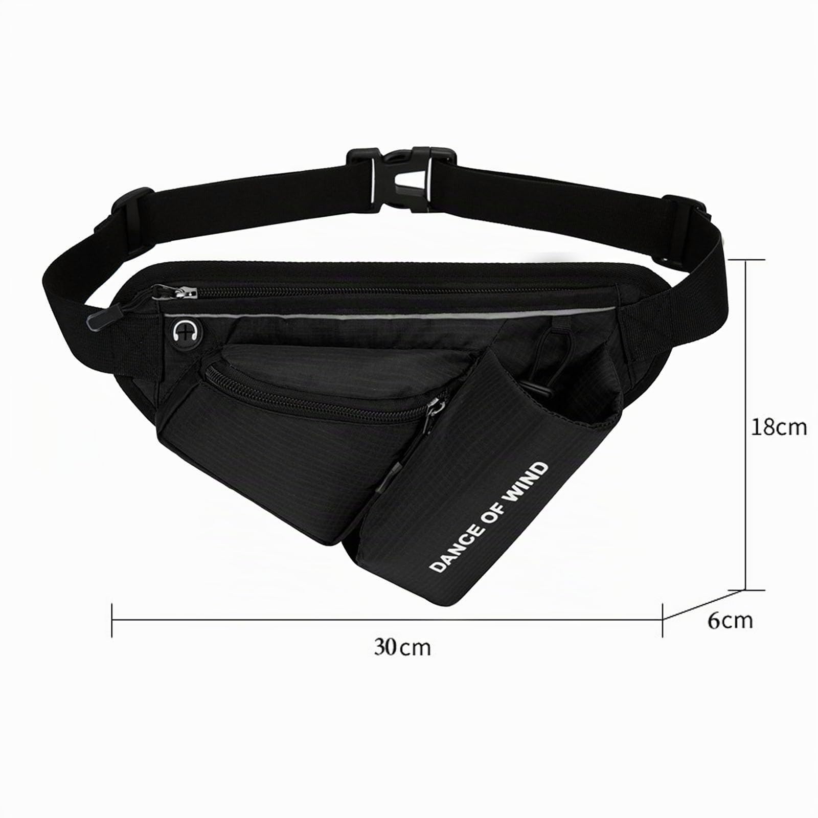 Marsupio Running con Porta Borraccia, Marsupio Sportivo Uomo Donna Regolabile (84-124cm), Impermeabile e Leggero per Corsa, Trekking, Viaggio, con Foro per Cuffie