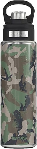 Miniatura 1 de Tervis Vaso aislado de triple pared de camuflaje verde musgo mantiene las bebidas frías, botella de boca ancha de 24 onzas, acero inoxidable, 1