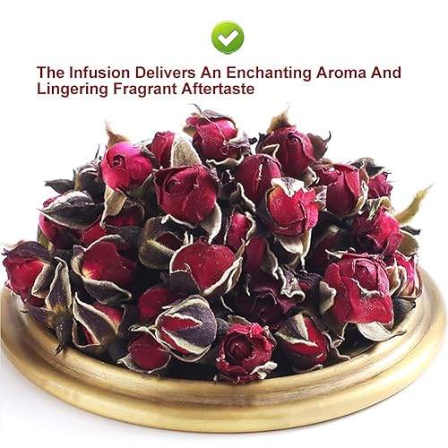 Miniatura 4 de PlantGift - Té comestible de rosas secas 1.76 oz/1.76 onzas, con bordes dorados, flores secas fragantes para té, hornear, manualidades, fabricación