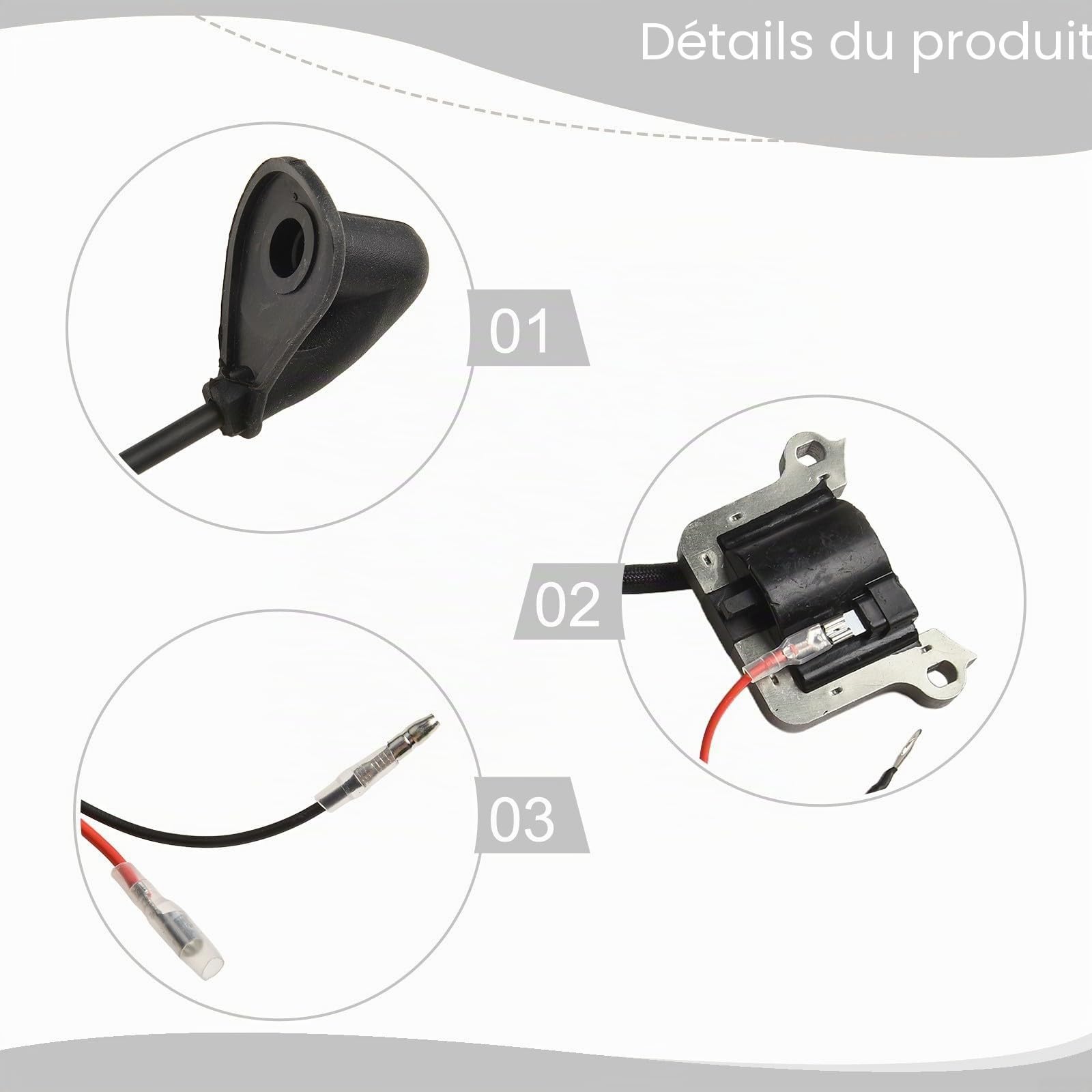 Bobine d'allumage pour moteur de débroussailleuse 43cc 52cc CG430 CG520 1E44F-5 1E40F-5 Pièce de rechange