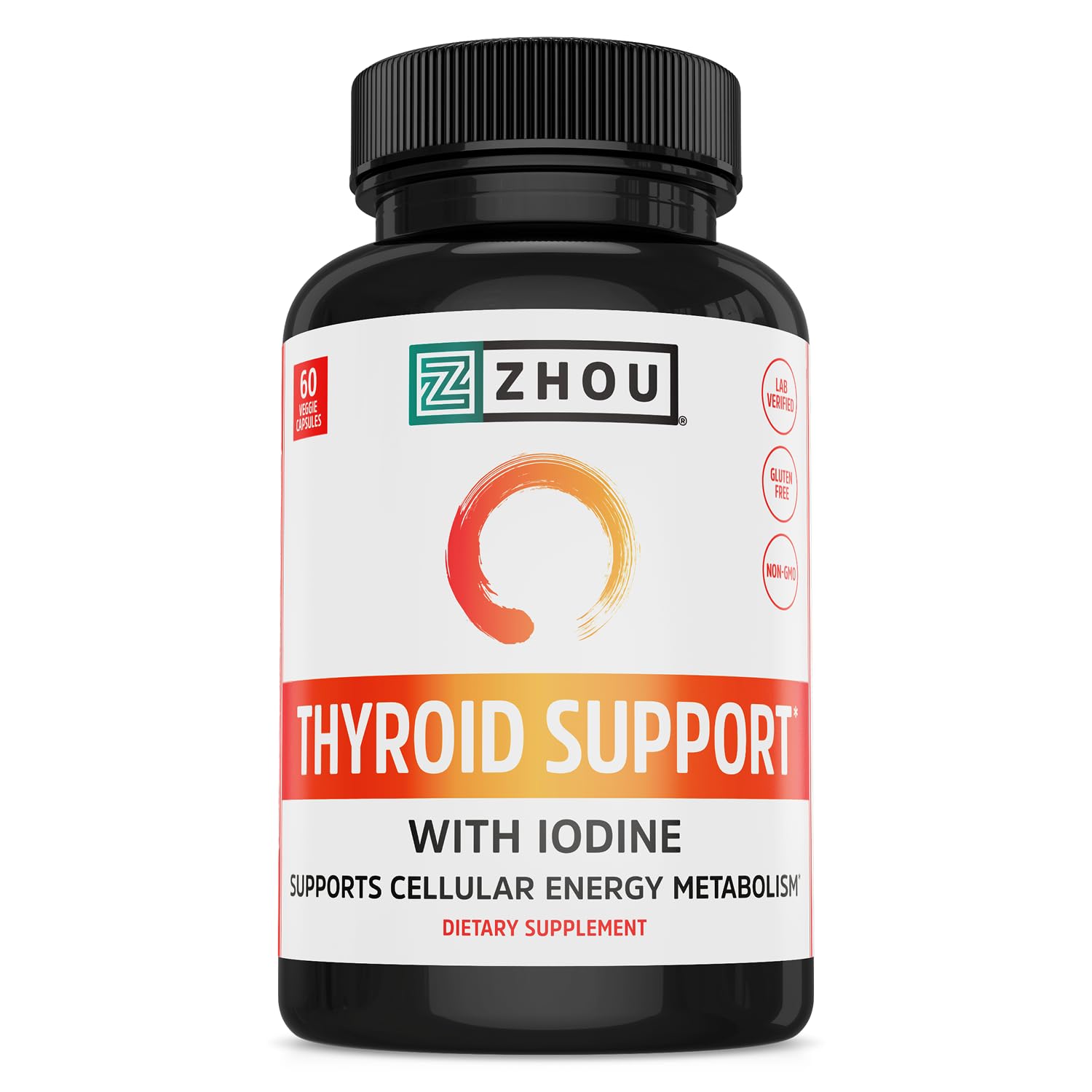 Zhou Thyroid Support Supplement - 60 Veggie Capsules (Pack of 1). 60 Count (Pack of 1)