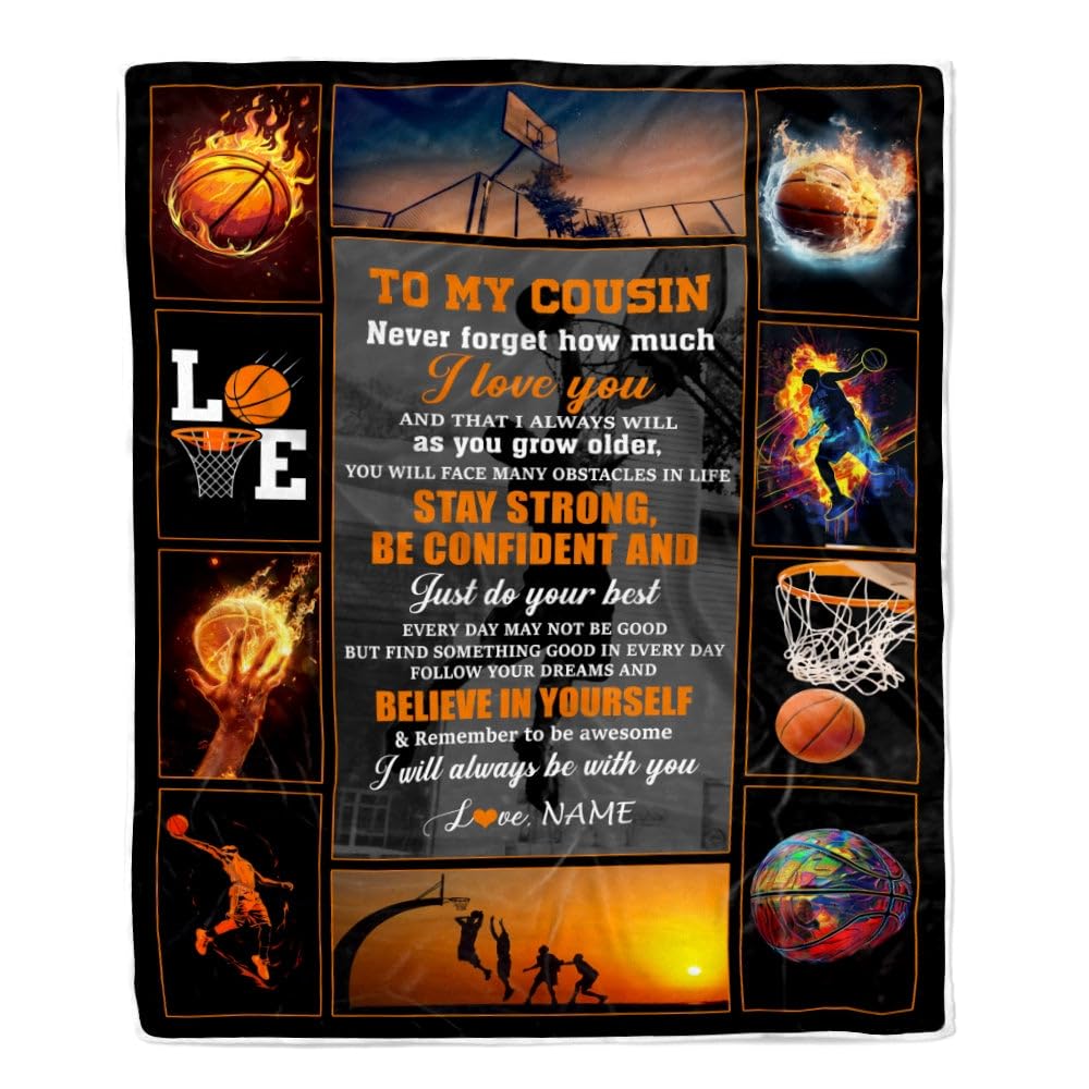 CenturyTee Personalized Basketball to My Cousin Blanket from Family 654 0