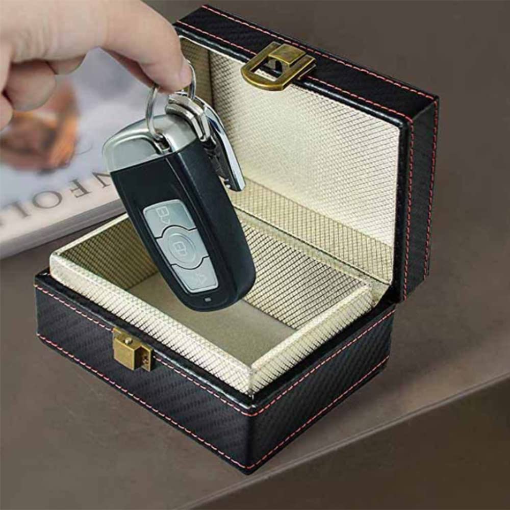 Faraday Caja para llaves de coche,caja de bloqueo de señales de llave de coche y bolsa para llaves sin llave,tarjetas de teléfonos móviles,bloqueador RFID,protector de señal de caja de almacenamiento