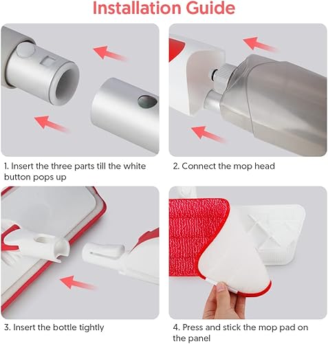 Miniatura 6 de Trapeador de microfibra para limpieza de suelos con 3 almohadillas lavables, mopa de piso de madera con botella de 18.6 fl oz, uso doméstico o