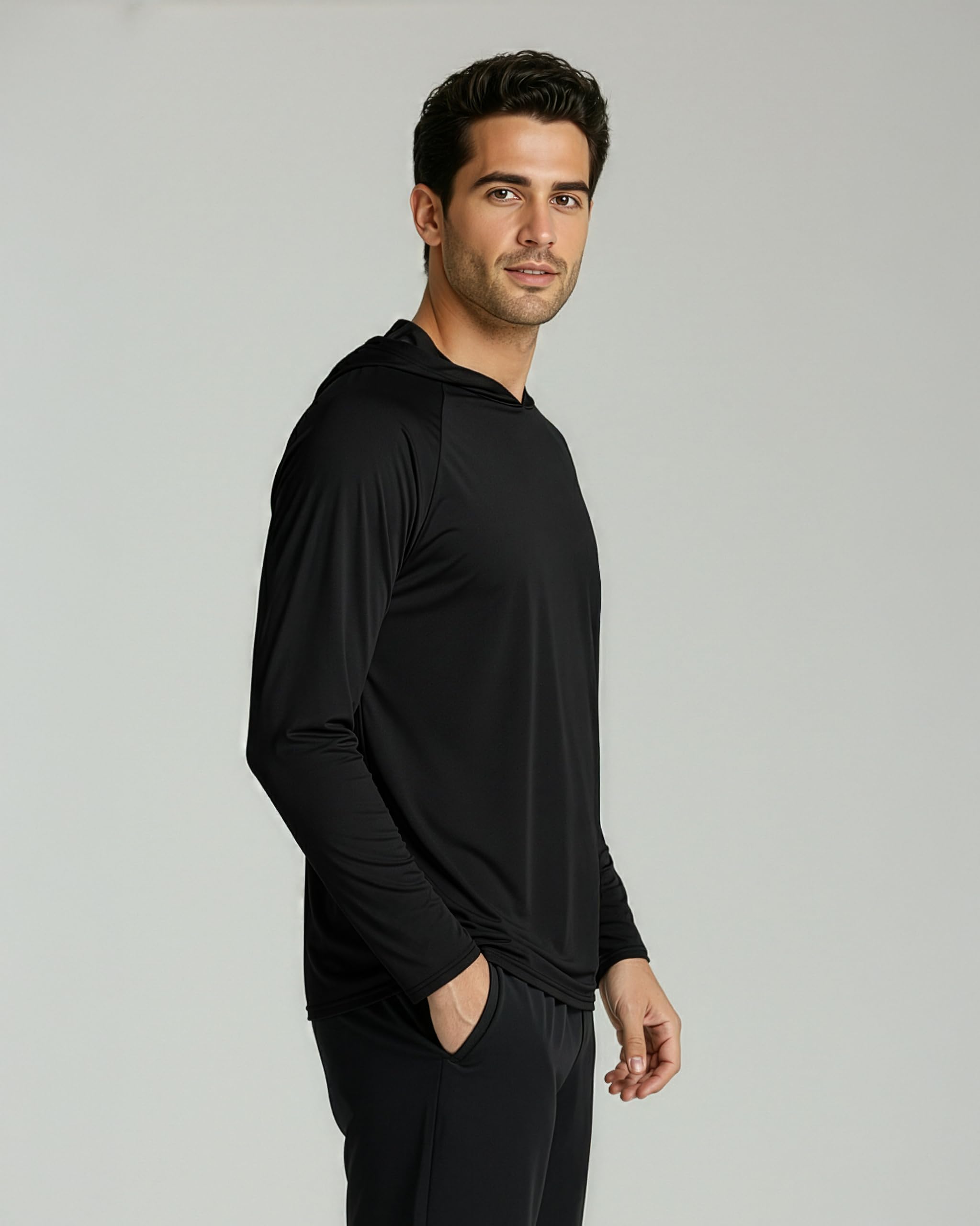 Real Essentials 3er Pack: Herren UPF 50+ Sonnenschutz Leicht Langarm Hoodie Shirt Angeln (erhältlich in Big & Tall)
