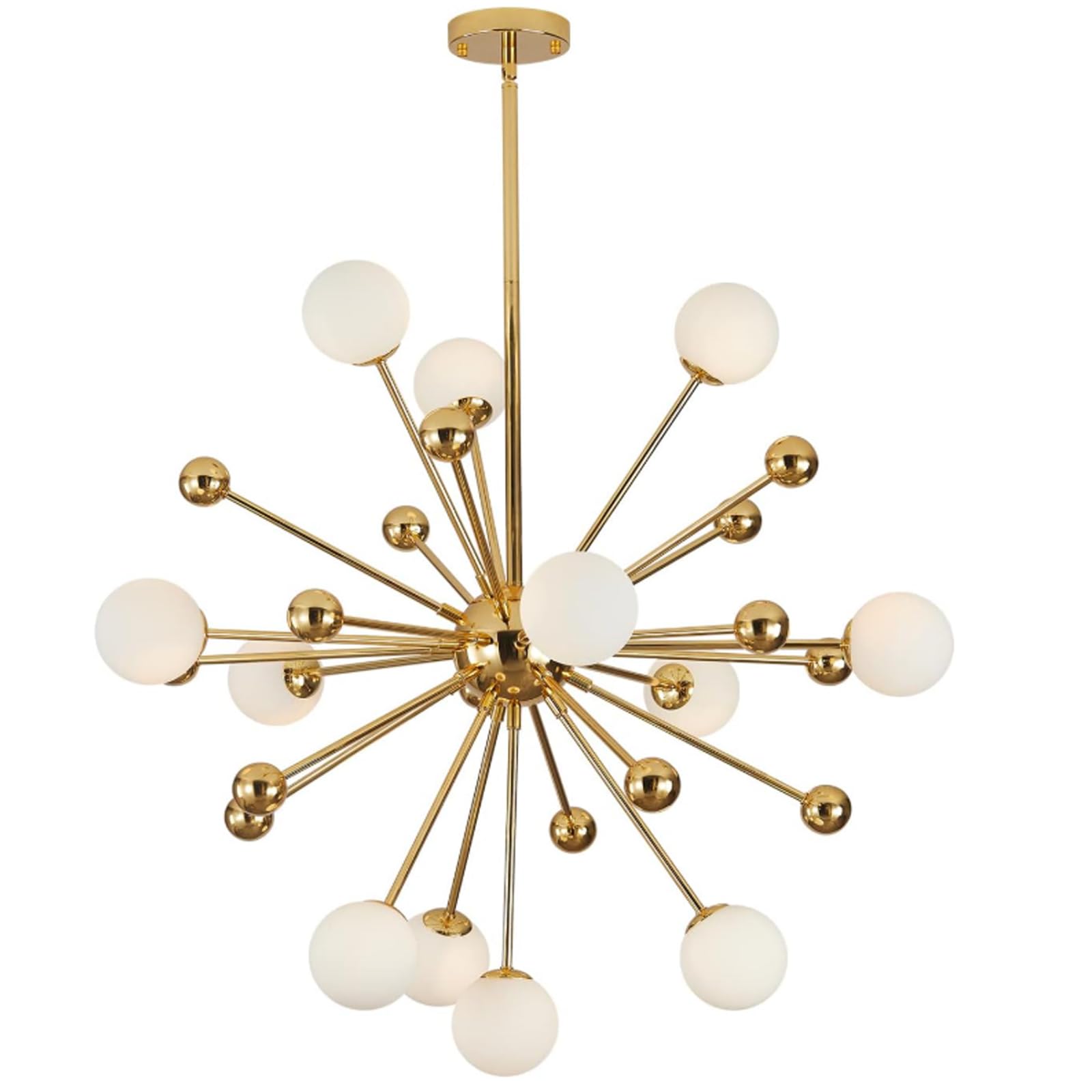 HYJAUSXB Antique Brass Milk Glass Chandelier,Mid Century Modern Ceiling Light Fixture Gold Farmhouse Large Pendant Light,Fixture Globe Flush Mount Ball Chandelier Island Lighting