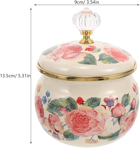Miniatura 2 de Ciieeo Tarro de almacenamiento de esmalte con tapa de 5.31 x 3.54 x 3.54 pulgadas, recipiente de cocina hermético multiusos para galletas, dulces,