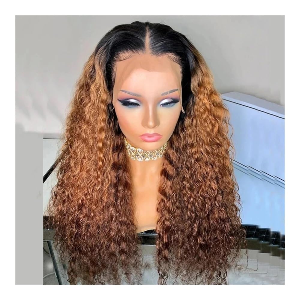 Körperpflege Lace Front Perücken Ombre Schwarz Blond 26'' Lange lockige gewellte synthetische Perücke für Schwarze Frauen Haarverlängerungen