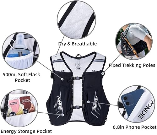 Miniatura 4 de AONIJIE Chaleco de hidratación para correr, ligero y de gran capacidad, chaleco para correr para mujeres y hombres, mochila de hidratación para