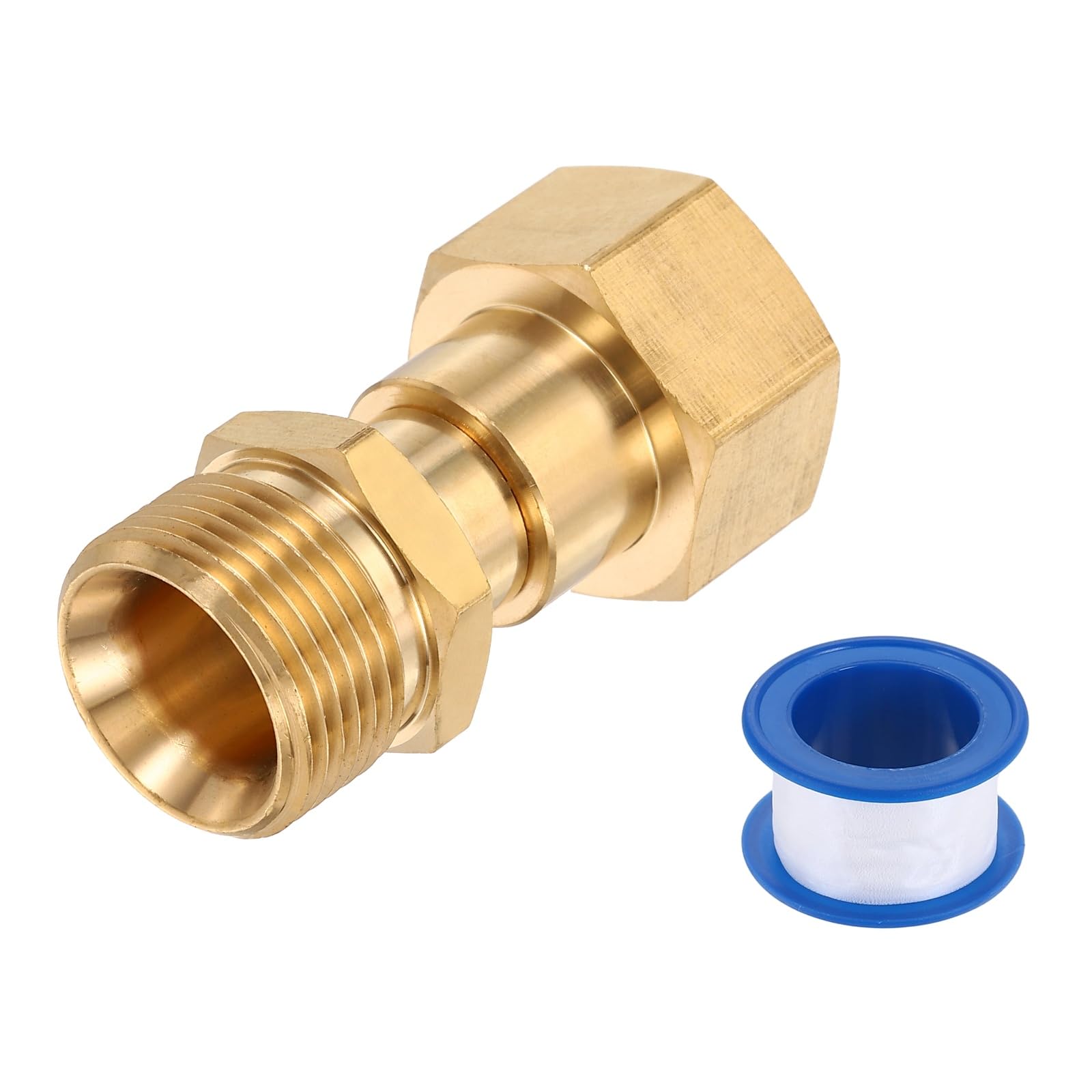 sourcing map Pressure Washer Adapter, M22 15mm Male to M22 14mm Female Quick Connect Fittings Brass Swivel Adapter with Sealant Tape for Pressure Power Washers Hose