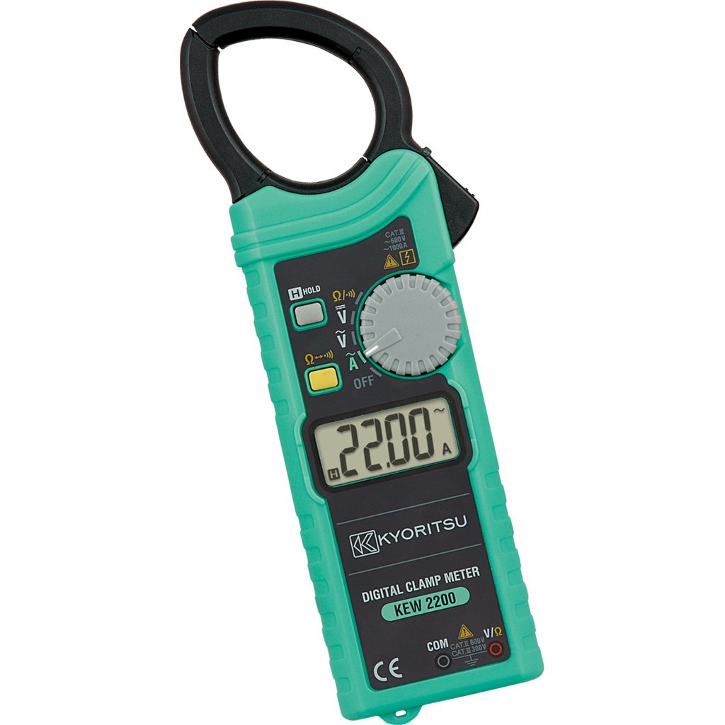 KYORITSU KEW 2200 Compact Digital Current Caliper for Measuring Alternating Currents, Continuous and Alternating Voltages, Resistance, Continuity in Conductors with Maximum Diameter of 33 mm, Grey