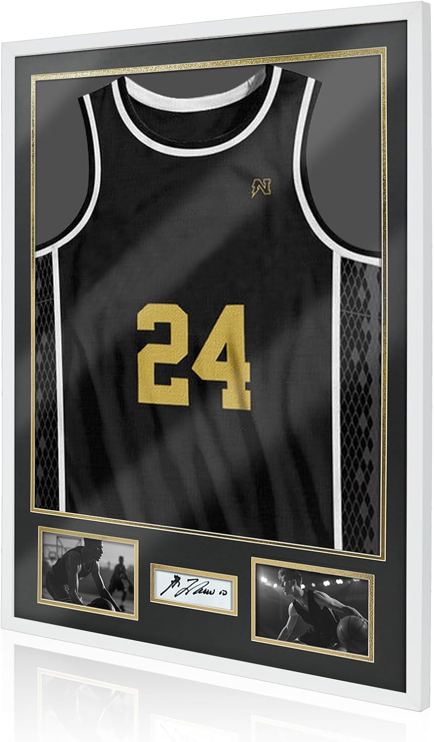 Football Jersey Frame Display Case,Jersey Shadow Box with 98% UV Protection Acrylic, Two Photos and Signature,Display Frame for Sport Basketball Hockey Baseball Shirt Uniform,Pure White