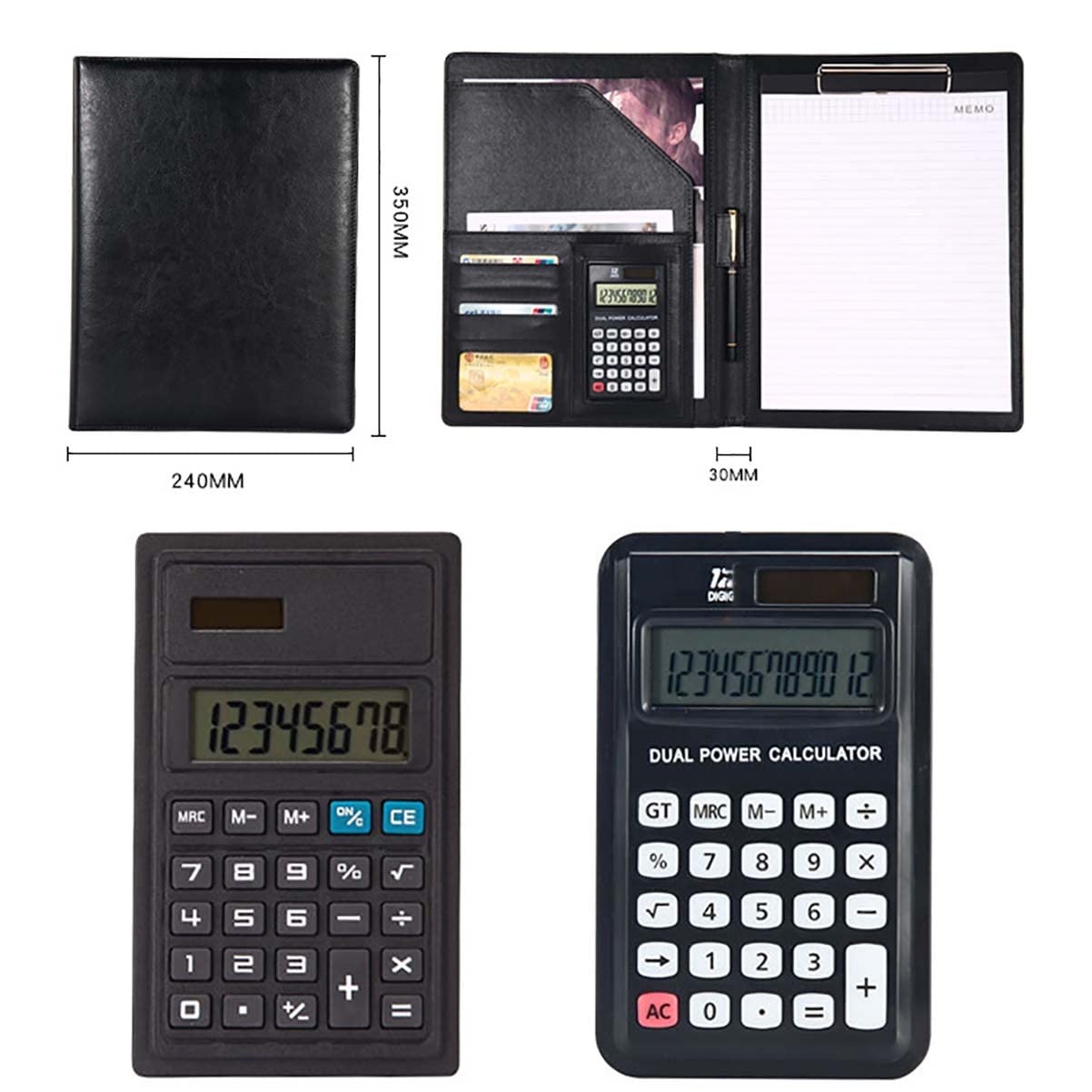 organizer folio per documenti, Custodia portfolio Cartella for conferenze in pelle A4 Cartella portfolio A4 con blocco for appunti Porta biglietti da visita for uomini e donne for conferenze di interv