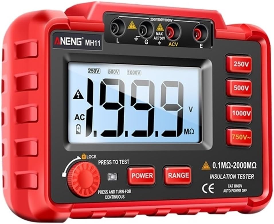 MH11 Megohmmeter Digital Meters 250/500/1000V Insulation Earthing Resistance Tester DC Voltage Multimeter Test Tools(50R)