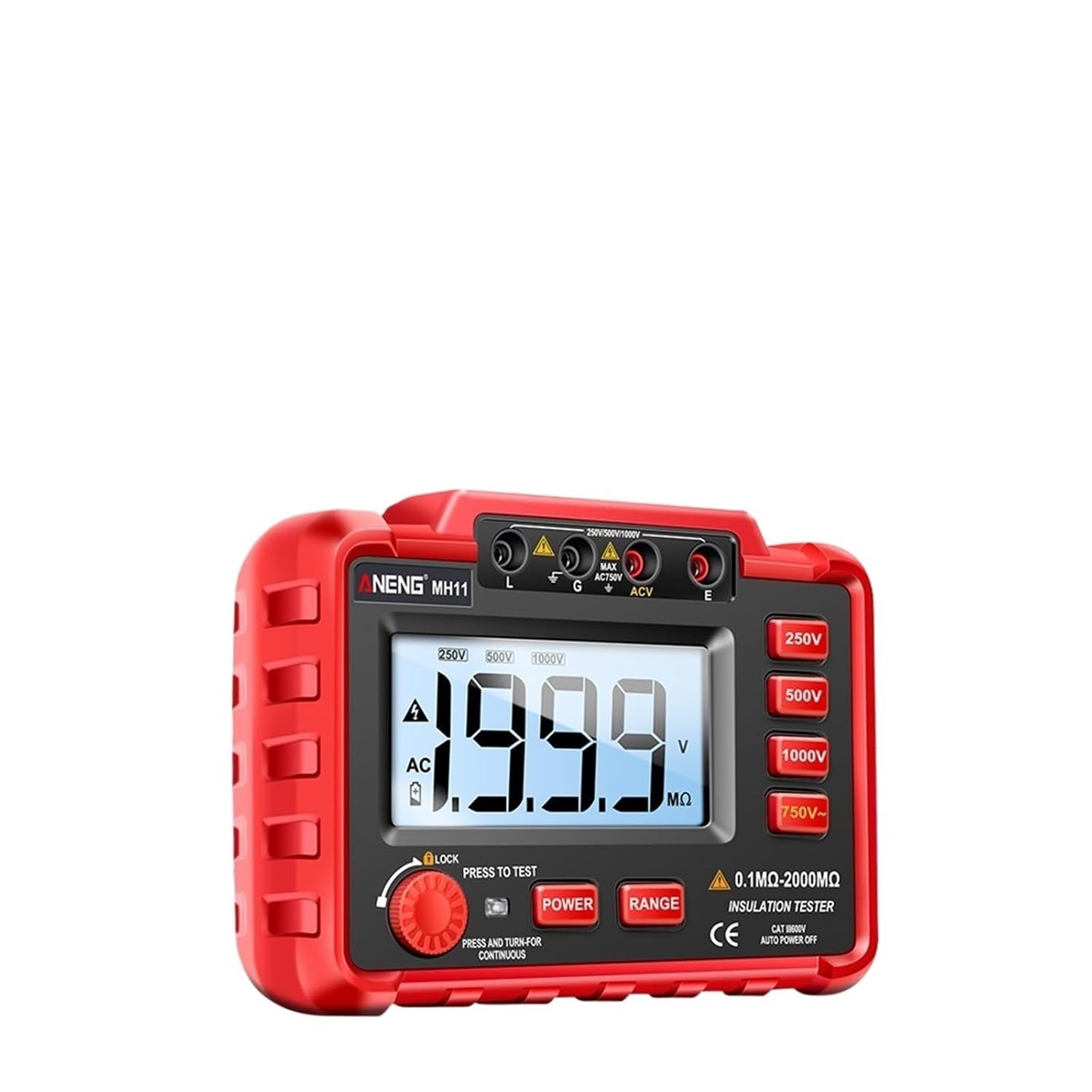 MH11 Megohmmeter Digital Meters 250/500/1000V Insulation Earthing Resistance Tester Voltage Multimeter Test Tools(50R)