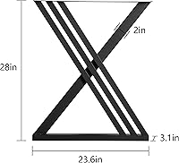 Vista 4 de Juego de 2 patas de mesa de metal, forma triangular, industrial/moderna, resistentes, para mesa de comedor (28.3 pies de alto, 23.6 pies de ancho)