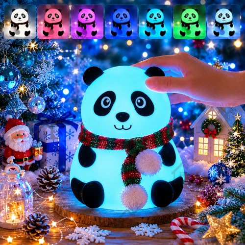 Image of ANKRI Rechargeable Silicone Panda Night Light for Kids | 7-Color LED Changing Lamp | Adorable Room Decor & Gift for Toddlers, Teens, & Valentine's Day Present