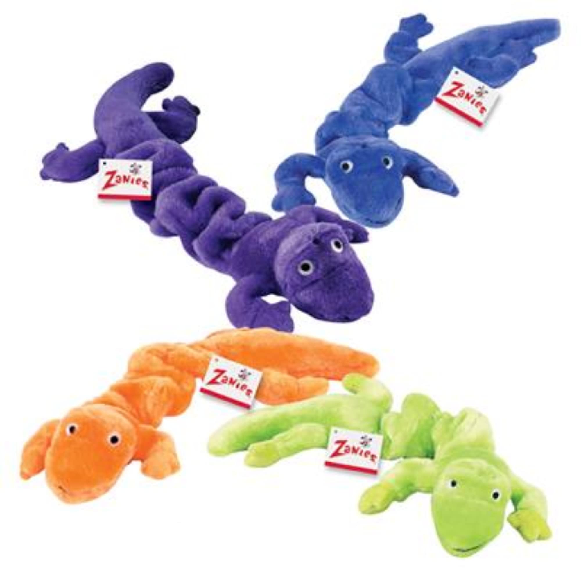 Zanies Plüsch Bungee Geckos Hundespielzeug, 40,6 cm, Bundle blau (4 Stück, Neon grün, orange, und lila)