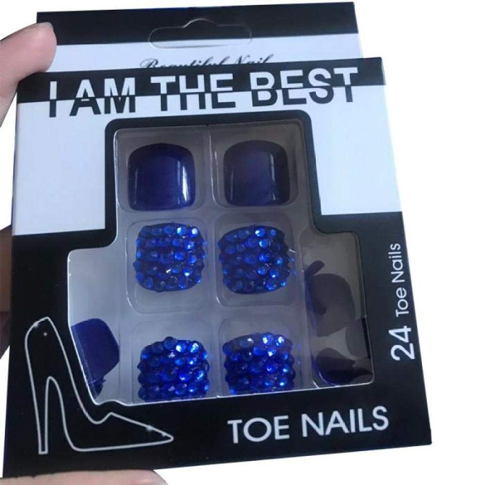24pcs Holiday Beach Blue Zehennägel Sommer Blue Smile Style Fuß Artificial Full Cover Articficial Fake Nails Press On Nails