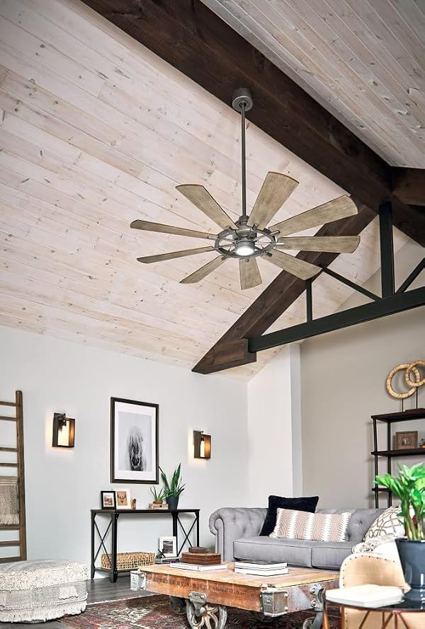 Kichler Gentry XL 65" Ceiling Fan with Lights, 1-Light LED, 3000K, 9-Blade Modern Modern Fan for Bedroom in Weathered Zinc, (65" W x 16.5" H), 300265WZC by Kichler - Image 2