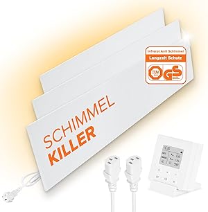 Infrarot Anti Schimmel Heizung – Schimmelentferner ohne Chemie mit Smart Timer – Alternative zu Schimmelspray – Für Wand & Bad – Bekämpft Schimmel am Ursprung - Xnature XN-IC60 3er-SET