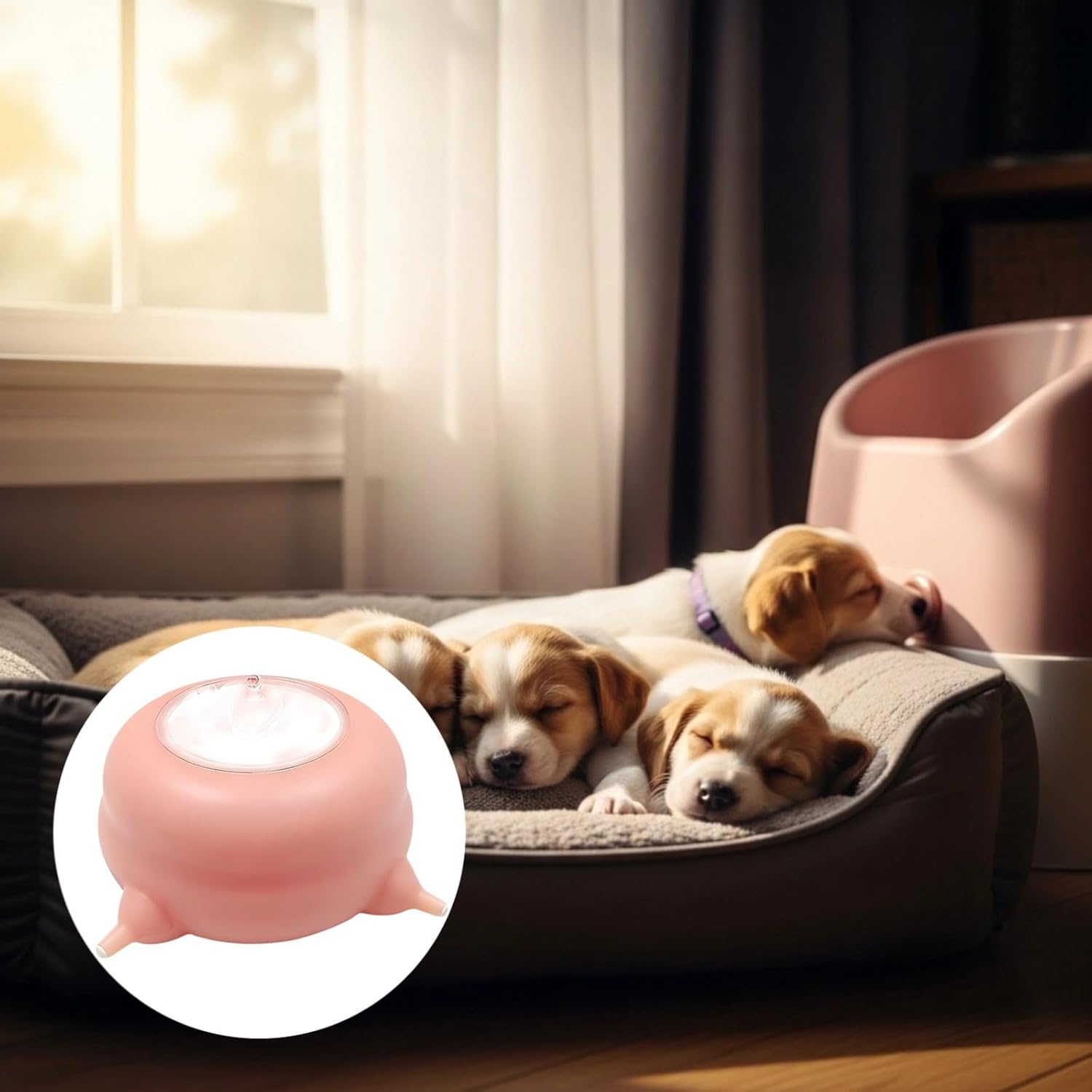 Puppy Milk Feeder for Kittens, Silicone Pet Nursing Station, 6.8 Oz, 4 Nipples, Automatic Feeding Bowl for Multiple Puppies