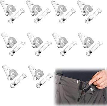9mm Trouser Fasteners Hook and Bar, 10 Pack Silver Hook and Eye Fastenings, Sew On Eye Fastener Closures for Repairing Trousers, Sewing, Repairing Dress, Skirts, Fashion Clothing, Arts
