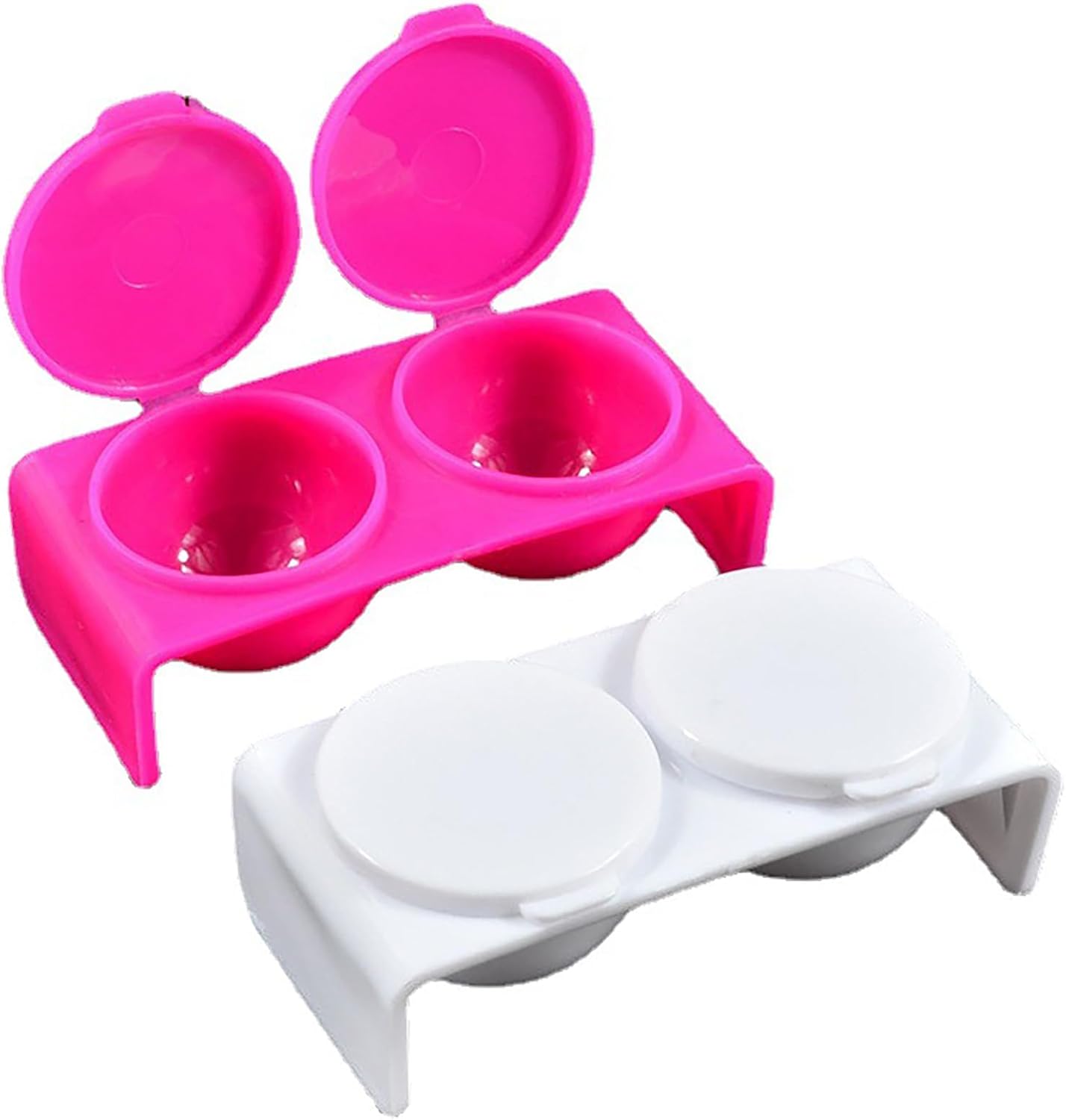 2 piezas cuencos dobles para arte de uñas con tapa miniatura 1