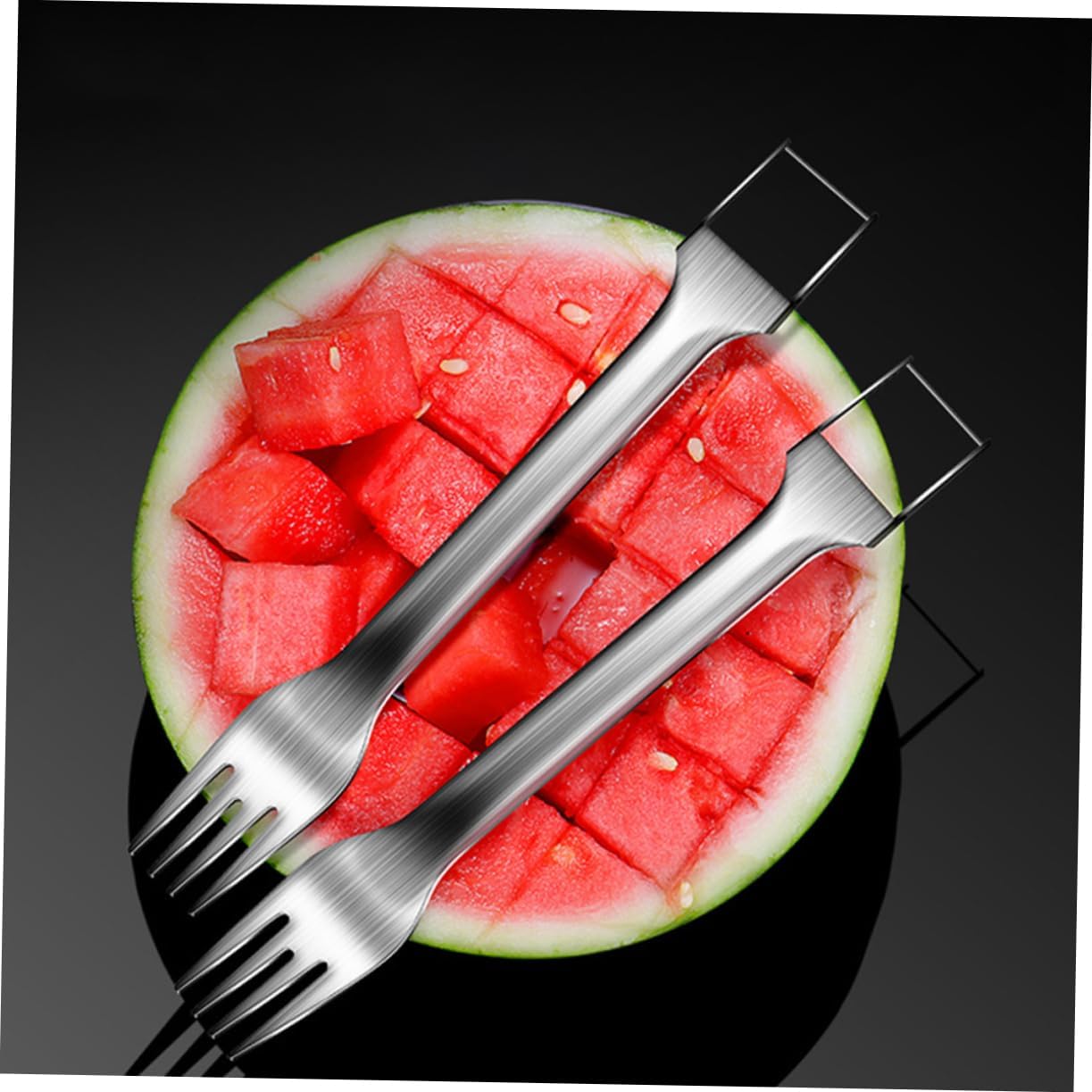 2pcs Stainless Steel Watermelon Cutter Fork for Quick Fruit Cutting