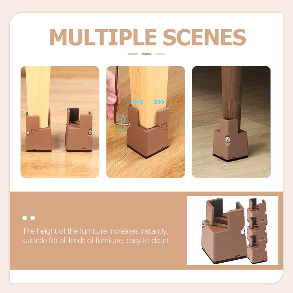 Luxshiny 4pcs Adjustable Platform Bed Riser Blocks Height Extenders for Furniture Legs Heavy Duty Support up Design Compatible All Furniture Types