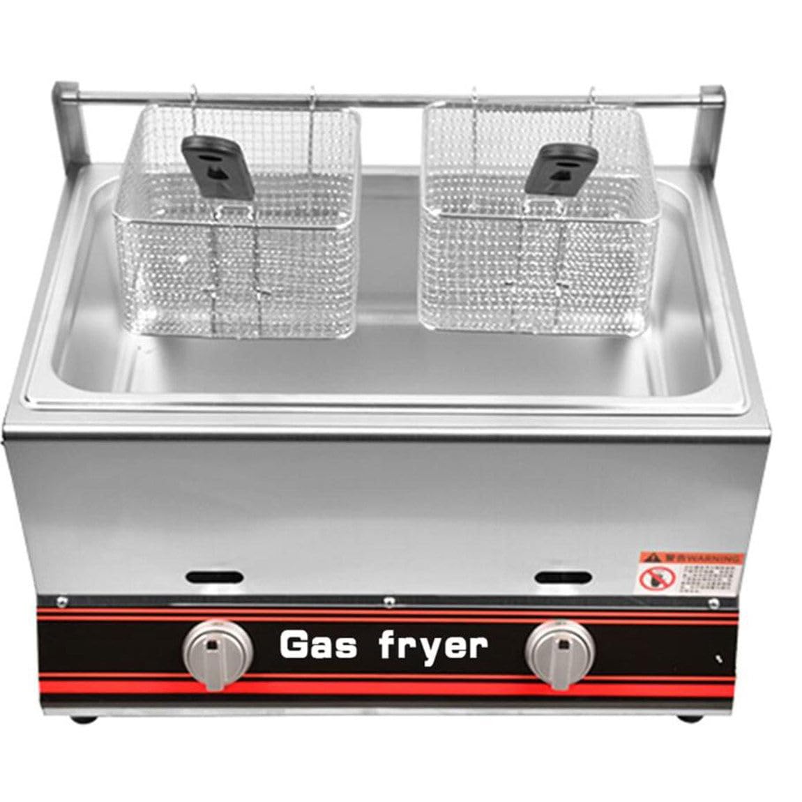 IUokLU Gas Fryer,6L/12L Commercial Stainless Steel deep Fryer with high Capacity,Professional Gas worktop Kitchen Frying Machine,Double Fryer for The Restaurant Home Kitchen (Bigsinglecylinder)