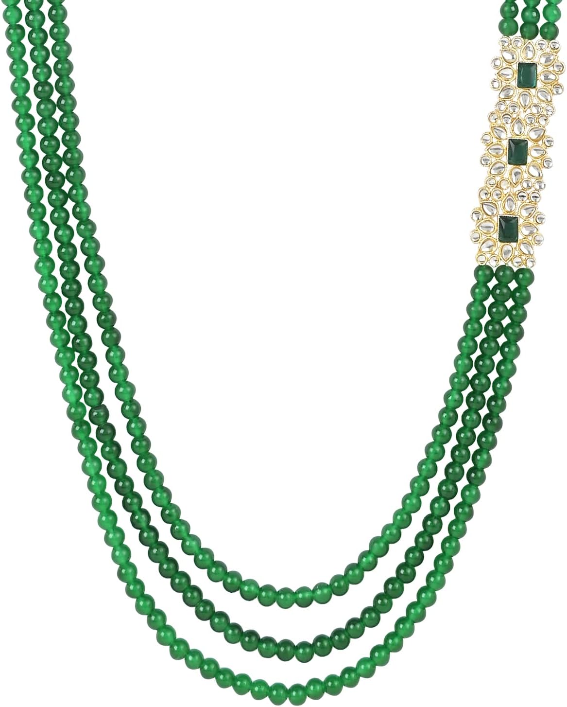 I Jewels Indian Wedding Bollywood 3 Layered Gold Plated Dulha Moti Mala Long Groom Necklace/Mala For Men (MLP52G)