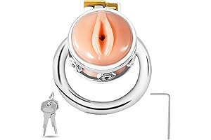 Realistic 50mm Vagina Chastity Cage Steel Sissy Cock Cage