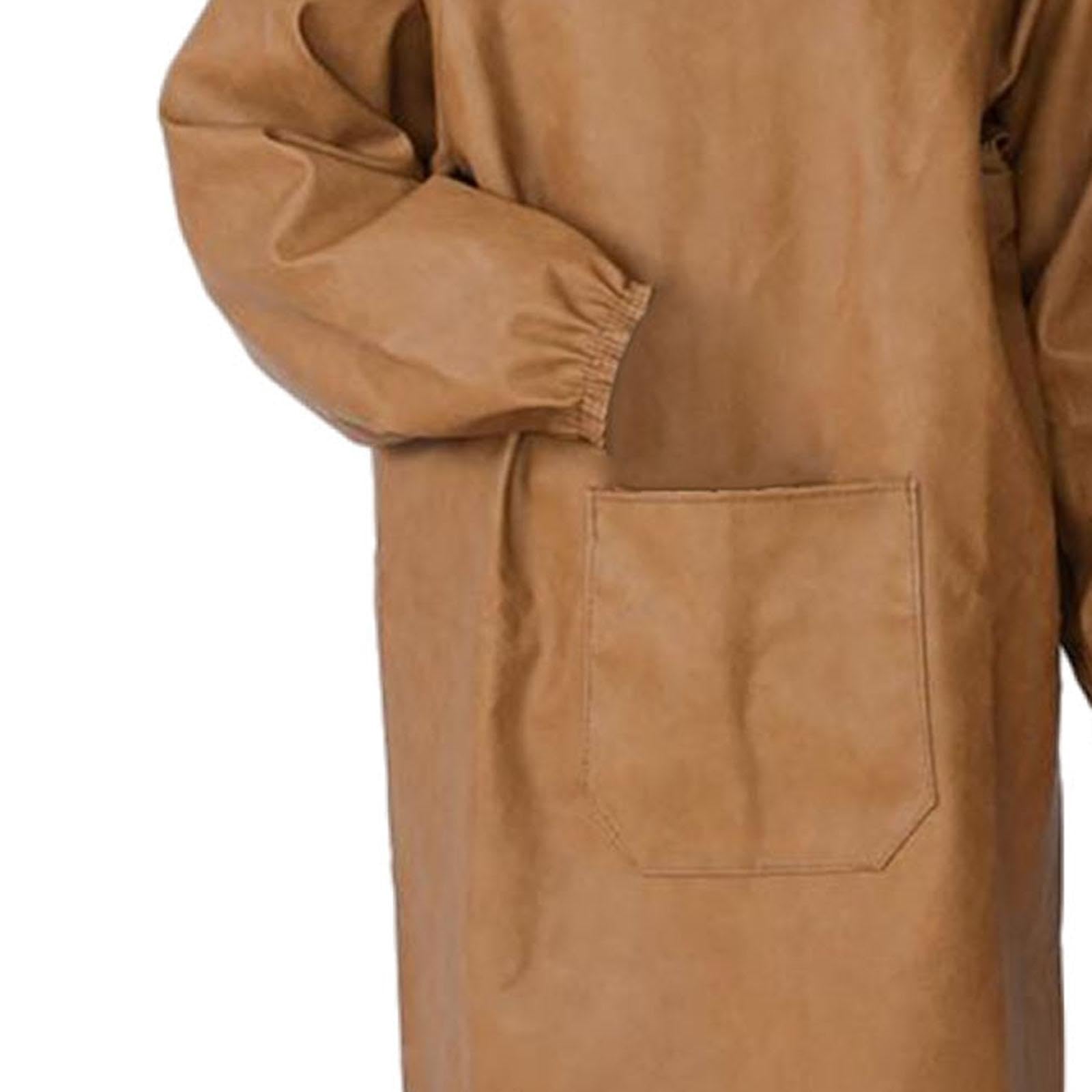 misppro Tablier de travail imperméable en cuir synthétique résistant au feu - Tablier de protection à manches longues avec poches pour soudeurs, forgerons, menuiserie - Marron