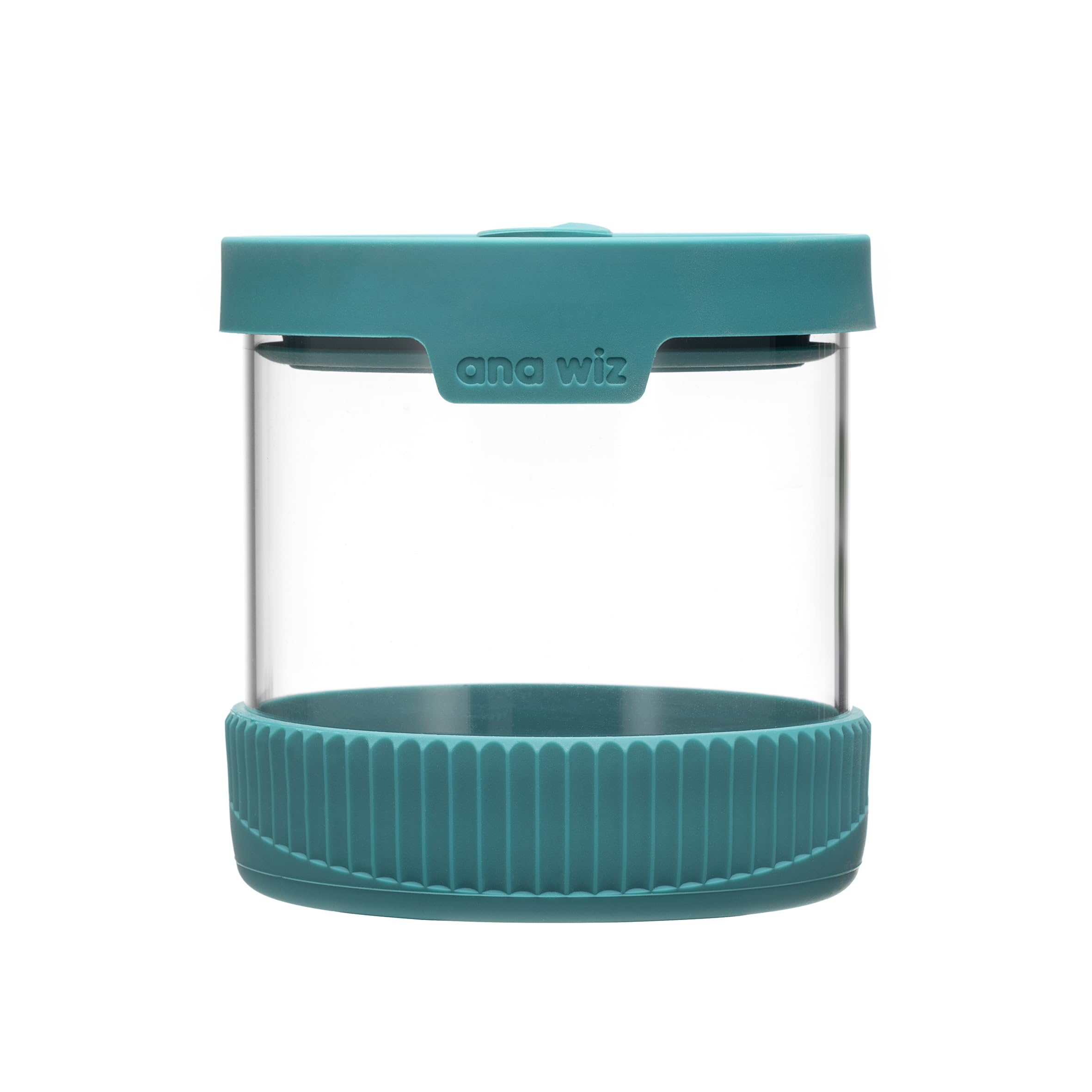 ana wiz Stackable Glass Storage Jar, With Airtight Vent & Silicone Base, Teal - 500ml, 500ml - Image 2