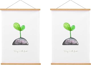 FALAMON 2 Pack Magnetic Poster Hanger Frame, 18x24 18x12 18x18 Teak Wood Magnet Poster Frame for Hanging Posters, Prints, Photos, Pictures, Maps, Scrolls, and Canvas Artwork