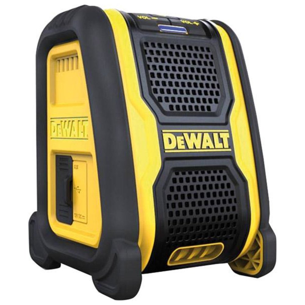 DEWALT DCR006 Bluetooth-Lautsprecher (für 10,8 - 18 V XR Akkus, Verbindung über Bluetooth oder Kabel, einfache Bedieung, robustes Gehäuse)