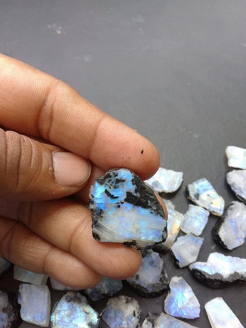 Lovers Point 200 Cts. Rainbow Moonstone Mine Run Rough Stones from India Gemstone and Crystals Wholesale lot Crystals Rock Stones Jewelry Making Supplies DIY & Crafts Crystal Collection Rough Rainbow