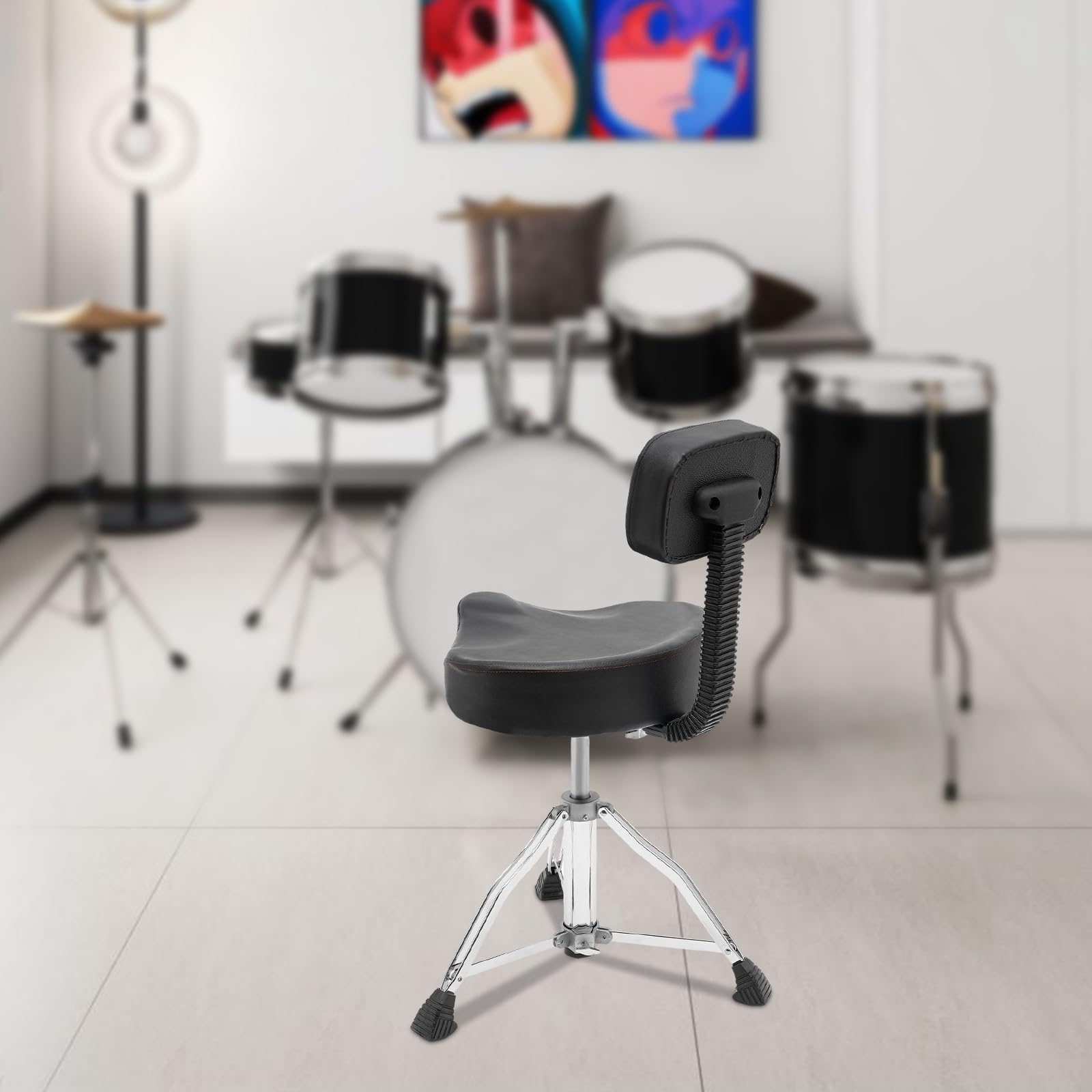 Taburete para batería, altura ajustable, taburete para guitarra, batería E, silla de piano para adultos, asiento ergonómico de espuma viscoelástica, 45, 60 cm de altura, marco de acero