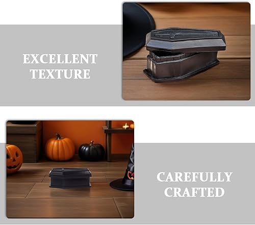 Miniatura 3 de 6 cajas de ataúd negro con tapa, caja de dulces creativa de ataúd, decoración única de Halloween para fiestas y bromas, ambiente espeluznante para