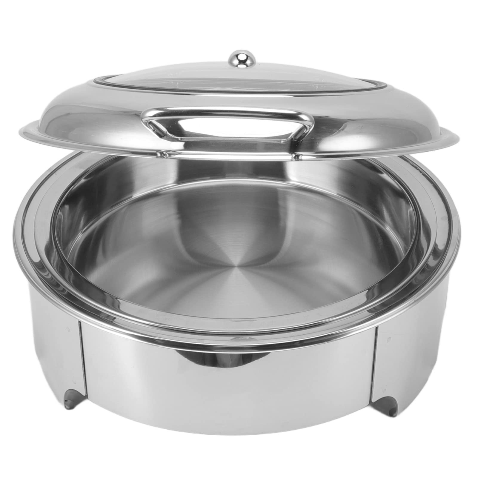 Ejoyous Chafer Redondo de Acero Inoxidable para Buffet, Plato Redondo con Tapa Enrollable, Cuerpo de 16,7 Pulgadas, Bandejas para Comida y Agua, Apertura de 90° y 180°, para Banquetes Buffet Catering