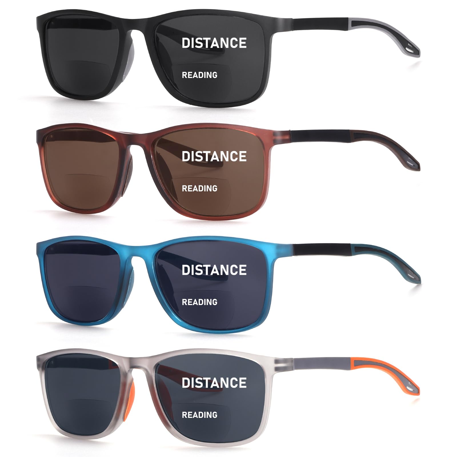 BLOEXCLU - Bifokale Lesebrille Herren UV400 Schutz, Ideal für den Außenbereich, Bifokale Lesebrille für Damen und Herren (4 Gemischte Dioptrien A, 2)