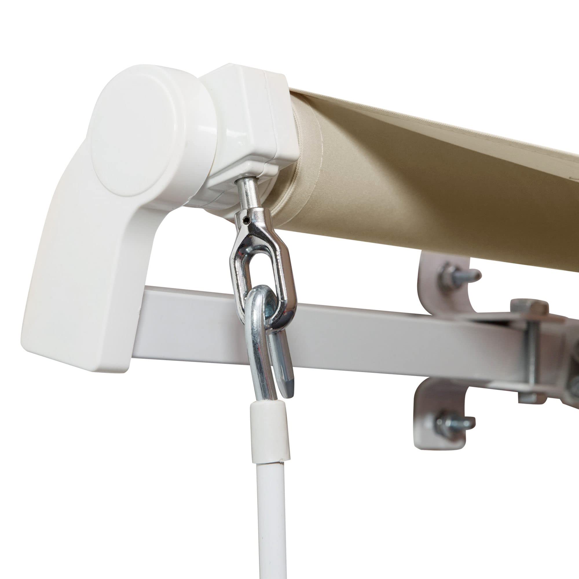Outsunny Tenda da Sole 3.5x2.5 m Braccio Avvolgibile Manovella Alluminio Poliestere 280 g/㎡ UV30+ Crema
