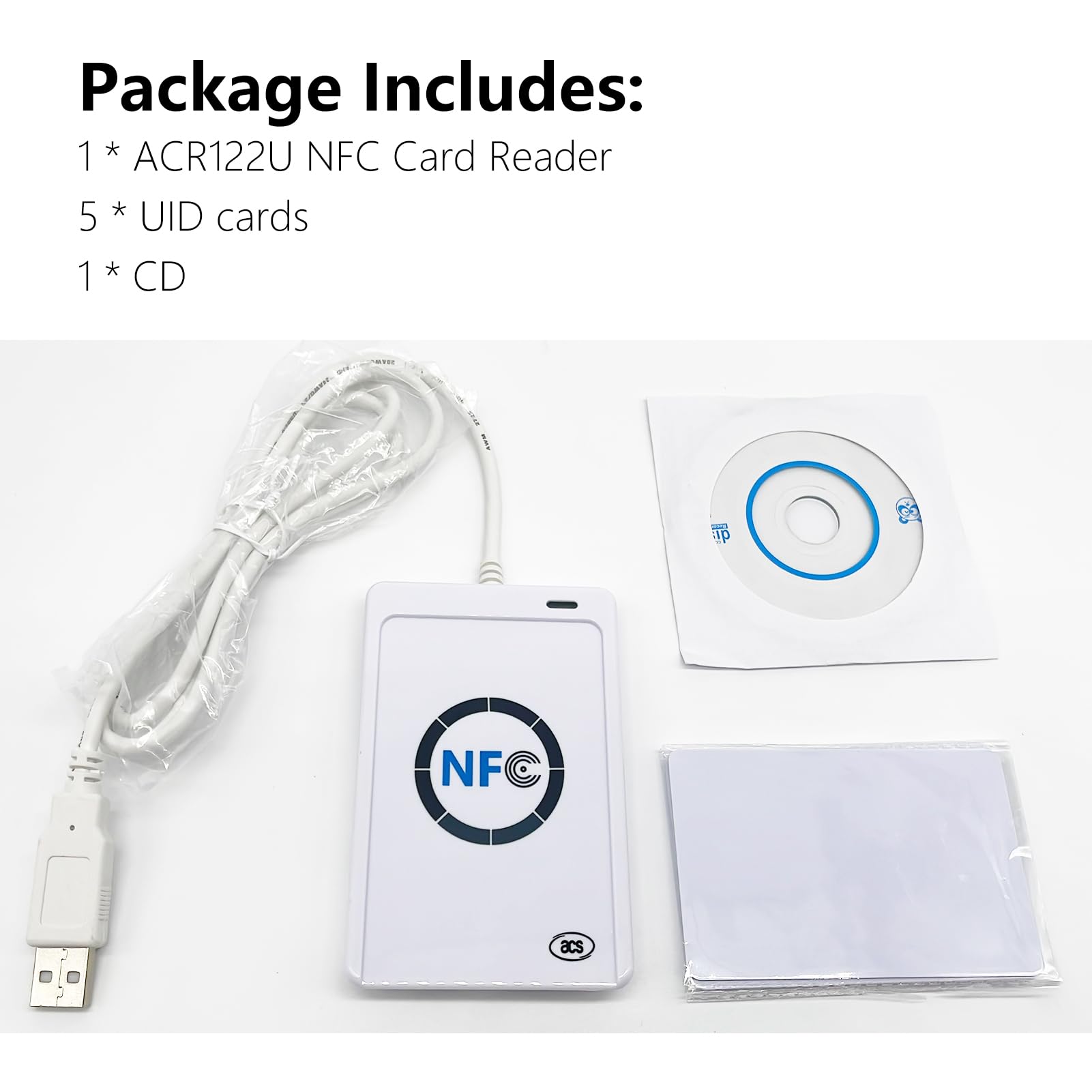 Lettore NFC,Lettore Smart Card Firma Digitale NFC Reader Writer Lettore Scrittore RFID e NFC Lettore Cie NFC ACR122U ISO 14443A/b Software Gratuito in Bianco NFC Card Lettore Cie USB