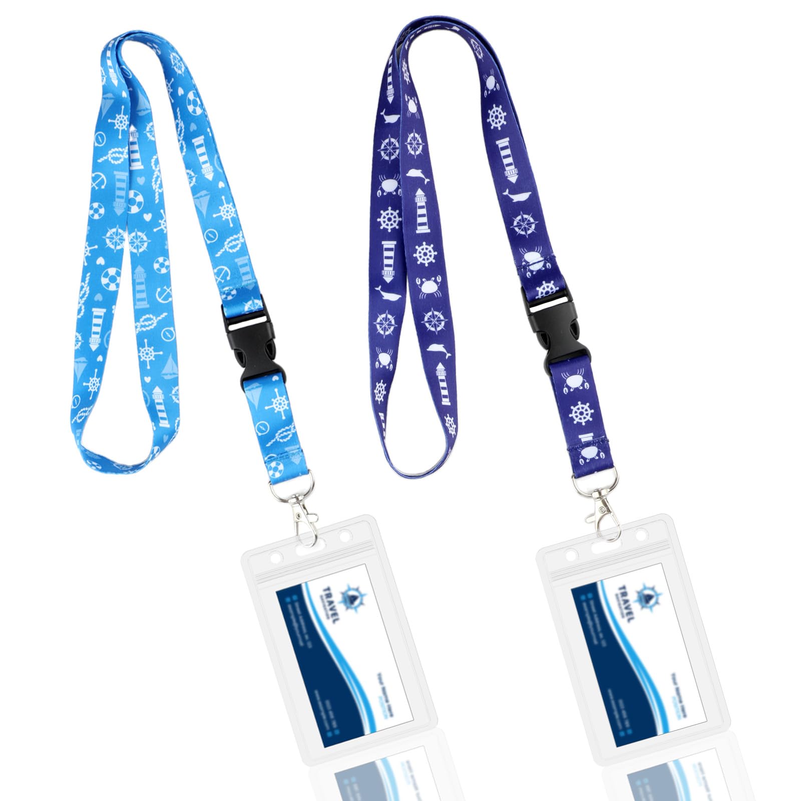 2 Pack Cruise Lanyards for P&O, Marella, MSC and More with Detachable Card Holders, Universal Fit for Cruise Ship Key Cards, Waterproof Clip Badge Holder, Travel Accessories & Cruise Essentials for Ho